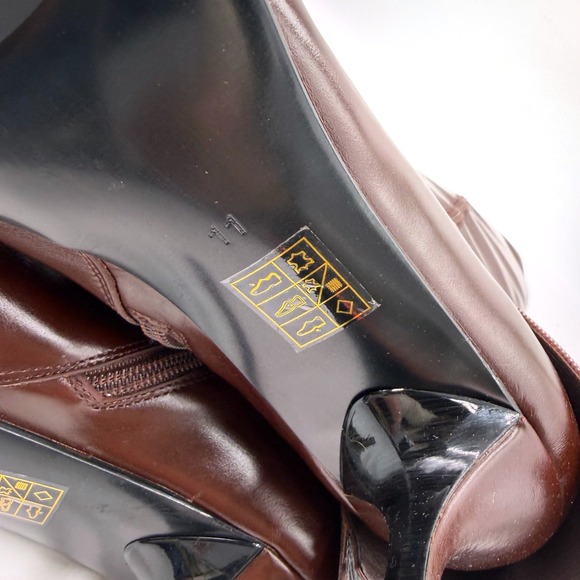 Jeffrey Campbell Cover-Up Kitten Heel Boots Brown Leather Pointed Sz 11 Women's - Picture 13 of 15